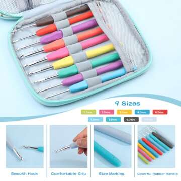 Mayboos 96 Pack Crochet Hooks Set, Ergonomic Knitting Needle Weave Yarn Kits with Storage Case and Crochet Needle Accessories, Crochet Needles Kit for Beginners and Experienced Crochet Hook
