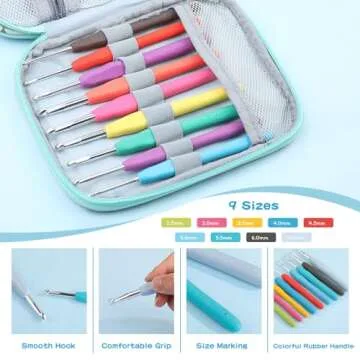 Mayboos 96 Pack Crochet Hooks Set, Ergonomic Knitting Needle Weave Yarn Kits with Storage Case and Crochet Needle Accessories, Crochet Needles Kit for Beginners and Experienced Crochet Hook