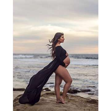 Elegant JustVH Maternity Off Shoulder Chiffon Dress