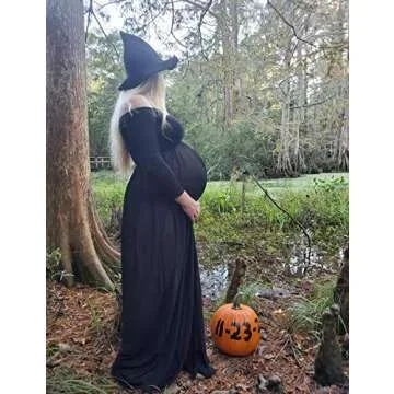 Elegant JustVH Maternity Off Shoulder Chiffon Dress