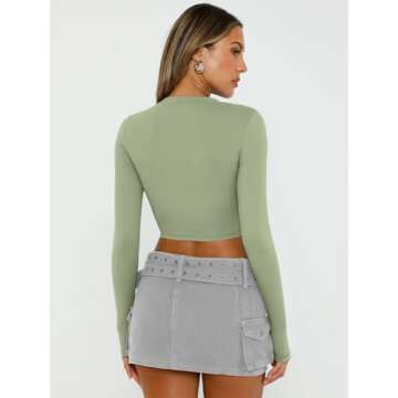 Trendy Queen Womens Long Sleeve Crop Tops Style for 2025
