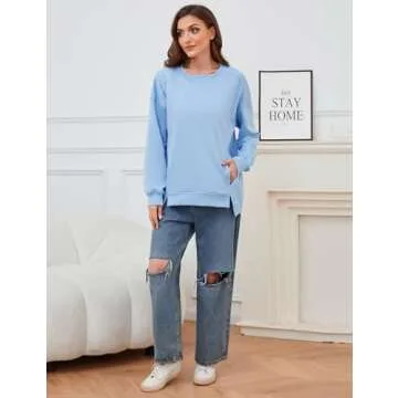 Stylish OLAPTA Women’s Oversized Sweatshirt in Blue