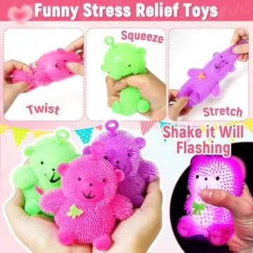 24 Colorful Light Up Teddy Bear Valentines Gifts for Kids