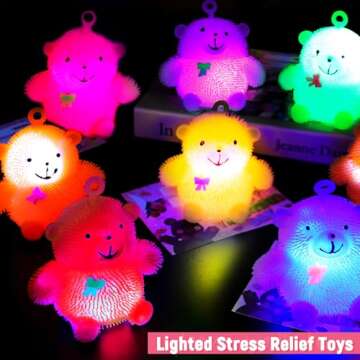 24 Colorful Light Up Teddy Bear Valentines Gifts for Kids