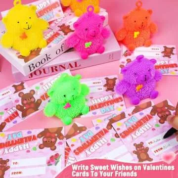 24 Colorful Light Up Teddy Bear Valentines Gifts for Kids