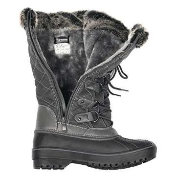 DREAM PAIRS Women's DP Warm Faux Fur Lined Mid Calf Winter Snow Boots,Size 8,Grey,DP-Avalanche