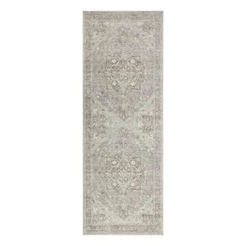 Bloom Rugs Washable Non-Slip 10 ft Runner - Beige/Gray Traditional Runner for Entryway, Hallway, Bathroom, and Kitchen - Exact Size: 2.5' x 10'