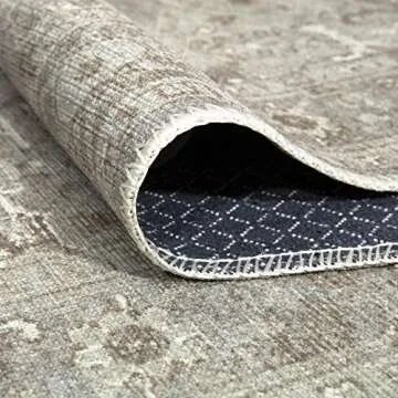 Bloom Rugs Washable Non-Slip 10 ft Runner - Beige/Gray Traditional Runner for Entryway, Hallway, Bathroom, and Kitchen - Exact Size: 2.5' x 10'