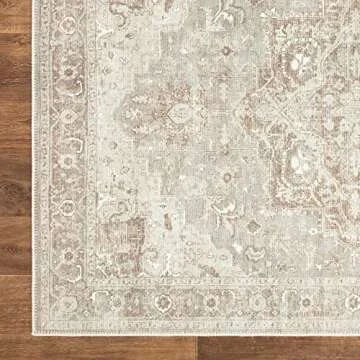 Bloom Rugs Washable Non-Slip 10 ft Runner - Beige/Gray Traditional Runner for Entryway, Hallway, Bathroom, and Kitchen - Exact Size: 2.5' x 10'