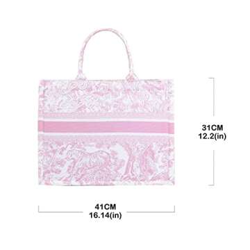Fashion luxury tote bag cotton linen one shoulder handbag large capacity jacquard embroidery retro e...