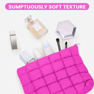 HICARRY Quilted Makeup Bag - Cute Puffer Organizer