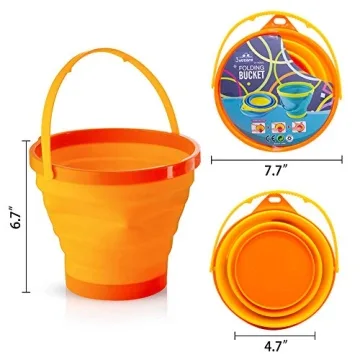 Shindel 3PCS Foldable Beach Bucket Set Collapsible Sand Toys