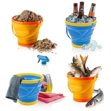 Shindel 3PCS Foldable Beach Bucket Set Collapsible Sand Toys