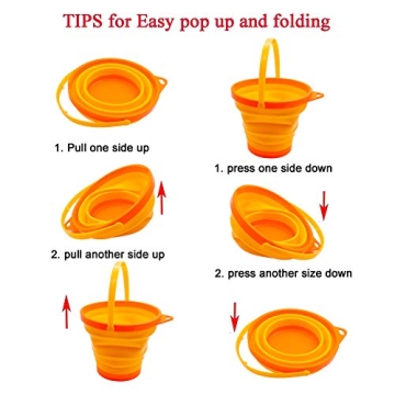 Shindel 3PCS Foldable Beach Bucket Set Collapsible Sand Toys