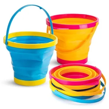 Shindel 3PCS Foldable Beach Bucket Set Collapsible Sand Toys