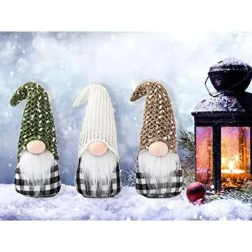TASTION Gnomes Christmas Holiday Decorations 3PC Winter Elf Handmade Santa Plush Gnom，Home Tabletop Ornaments Thanks Giving Day Gifts Swedish Decor Gnomes Tomte