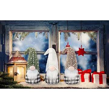 TASTION Gnomes Christmas Holiday Decorations 3PC Winter Elf Handmade Santa Plush Gnom，Home Tabletop Ornaments Thanks Giving Day Gifts Swedish Decor Gnomes Tomte