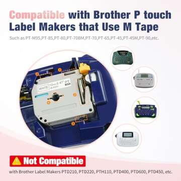 Durable 5-Pack Label Maker Tape Refills for Brother P-Touch MK-231 M231
