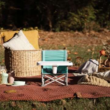 Summer by Bright Starts Pop 'N Sit Portable Booster Chair, Floor Seat, Indoor/Outdoor Use, Compact Fold, Teal, 6 Mos - 3 Yrs