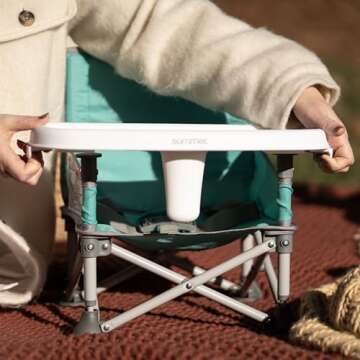 Summer by Bright Starts Pop 'N Sit Portable Booster Chair, Floor Seat, Indoor/Outdoor Use, Compact Fold, Teal, 6 Mos - 3 Yrs