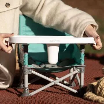 Summer by Bright Starts Pop 'N Sit Portable Booster Chair, Floor Seat, Indoor/Outdoor Use, Compact Fold, Teal, 6 Mos - 3 Yrs