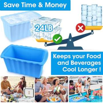 4Pack 24LB Extra Large Ice Block Mold Giant Ice Cube Molds Thick Silicone Ice Bricks Maker Molds Reusable Big Ice Cubes Trays Molds for Ice Bath Tub or Cold Plunge Coolers Chiller Freezer Accessories