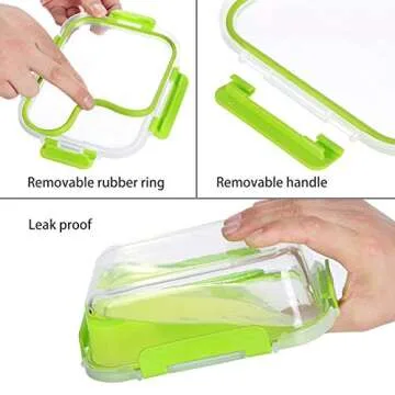 C CREST 5-Pack 34Oz Multi-color Glass Containers Meal Prep with Lids, Airtight Leak Proof Food Containers, Durable Lunch Glassware Set