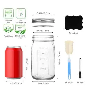 STARSIDE Mason Jars 32 oz with Wide Mouth Airtight Lids,4 pack 1 L Mason Jars,Glass Canning Jars,Cle...