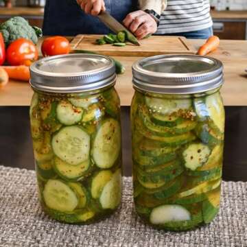 STARSIDE Mason Jars 32 oz with Wide Mouth Airtight Lids,4 pack 1 L Mason Jars,Glass Canning Jars,Clear Glass Jars with Lids for Pickles,Jams,Salad,Food Storage