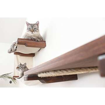 CatastrophiCreations Cat Wall Mounted Play Cat Condo, Bamboo Frame, Modular Design, Sisal Pole, Hammock, 18" and 34" Sections