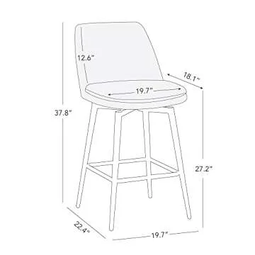 CHITA Counter Height Swivel Barstools, FSC Certified Upholstered Faux Leather Bar Stools Set of 2, Metal Base, 27.2" Seat Height, Saddle Brown