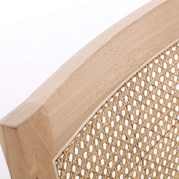 Small Accent Chair, Upholstered Mid Century Modern Accent Chair for Cane Back and Wood Legs, Living Room Chair Side Chair for Bedroom/Reading Room/Balcony/Patio, Beige