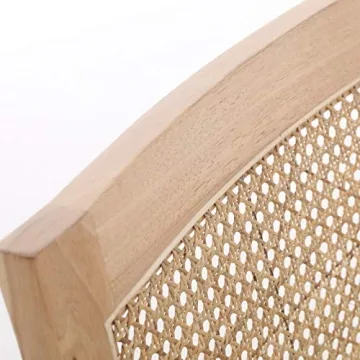 Small Accent Chair, Upholstered Mid Century Modern Accent Chair for Cane Back and Wood Legs, Living Room Chair Side Chair for Bedroom/Reading Room/Balcony/Patio, Beige