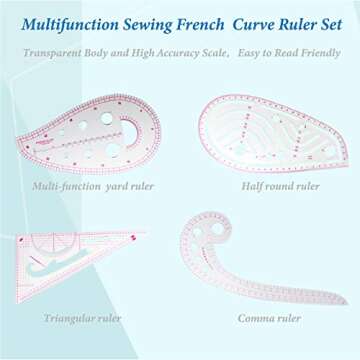 Versatile 4 Piece Pattern Sewing Rulers Set for Designers  