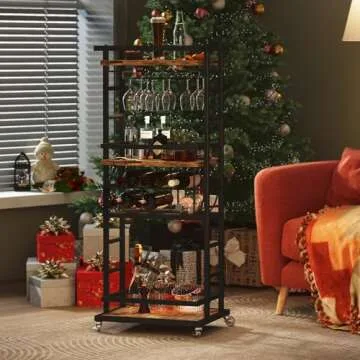 Stylish 4 Tier Bar Cart with Wine Rack & Glass Holder