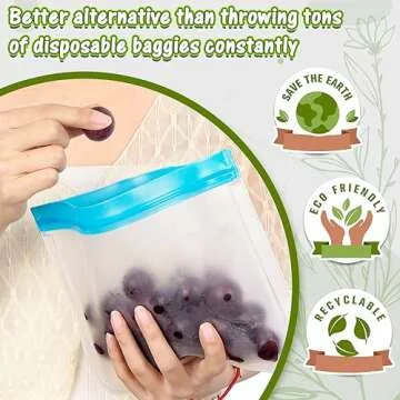 10 Pack Reusable Bags Silicone,Reusable Freezer Bags with Zipper,Silicone Bags Leakproof Reusable Silicone Food Storage Bags for Meat,Lunch,Travel-3 Gallon Bags 3 Snack 4 Sandwich Bags