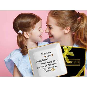 Gifts for Mom from Daughter, Daughter to Mother of Bride Gifts, Jewelry Tray Ring Dish, Trinket Dish Plate Decor Ideal Gift for Mother’s Day Thanksgiving Christmas Valentine Birthday (Mothers and