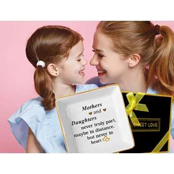 Gifts for Mom from Daughter, Daughter to Mother of Bride Gifts, Jewelry Tray Ring Dish, Trinket Dish Plate Decor Ideal Gift for Mother’s Day Thanksgiving Christmas Valentine Birthday (Mothers and