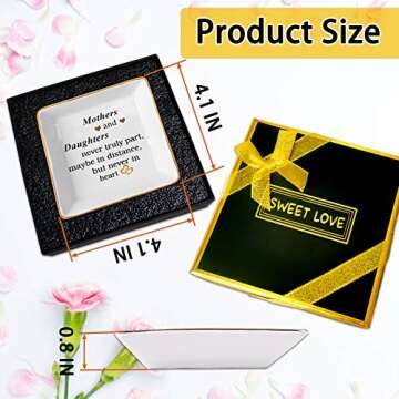 Gifts for Mom from Daughter, Daughter to Mother of Bride Gifts, Jewelry Tray Ring Dish, Trinket Dish Plate Decor Ideal Gift for Mother’s Day Thanksgiving Christmas Valentine Birthday (Mothers and