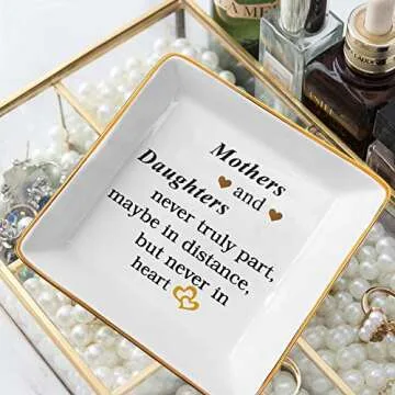 Gifts for Mom from Daughter, Daughter to Mother of Bride Gifts, Jewelry Tray Ring Dish, Trinket Dish Plate Decor Ideal Gift for Mother’s Day Thanksgiving Christmas Valentine Birthday (Mothers and