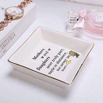 Gifts for Mom from Daughter, Daughter to Mother of Bride Gifts, Jewelry Tray Ring Dish, Trinket Dish Plate Decor Ideal Gift for Mother’s Day Thanksgiving Christmas Valentine Birthday (Mothers and