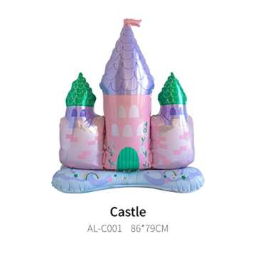 4pcs 33inch castle balloons.Princess birthday party decorations.Self-Standing castle balloon for pri...