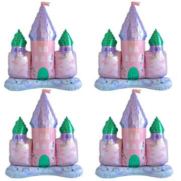 4pcs 33inch castle balloons.Princess birthday party decorations.Self-Standing castle balloon for princess party decoration.
