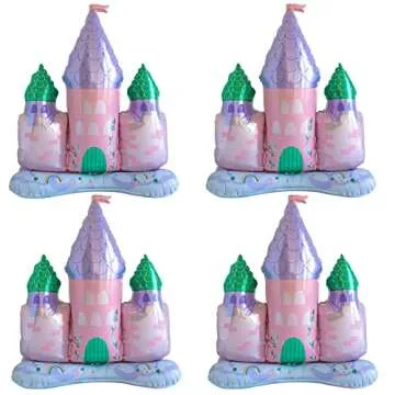 4pcs 33inch castle balloons.Princess birthday party decorations.Self-Standing castle balloon for princess party decoration.
