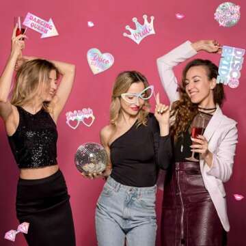 Balterever 24pcs Last Disco Bachelorette Photo Props Last Disco Bachelorette Party Decorations Disco Bachelorette Photo Booth Props for Disco Bridal Shower Wedding Engagement Hen Party Supplies