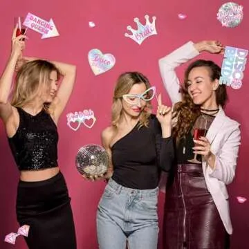 Balterever 24pcs Last Disco Bachelorette Photo Props Last Disco Bachelorette Party Decorations Disco Bachelorette Photo Booth Props for Disco Bridal Shower Wedding Engagement Hen Party Supplies