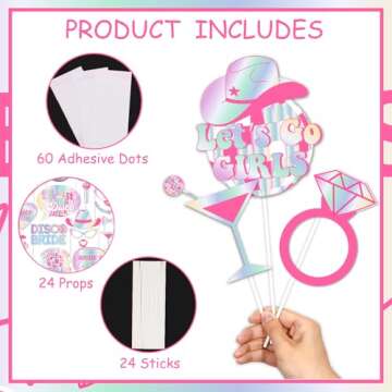 Balterever 24pcs Last Disco Bachelorette Photo Props Last Disco Bachelorette Party Decorations Disco Bachelorette Photo Booth Props for Disco Bridal Shower Wedding Engagement Hen Party Supplies