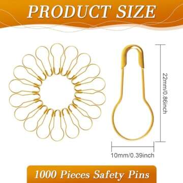 SBYURE 1000 Pieces 22mm Safety Pins for DIY Craft Home Accessories