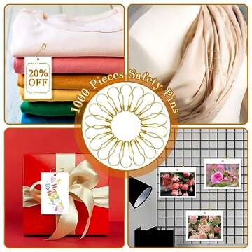 SBYURE 1000 Gold Clothing Tag Pins for Crafting & Sewing