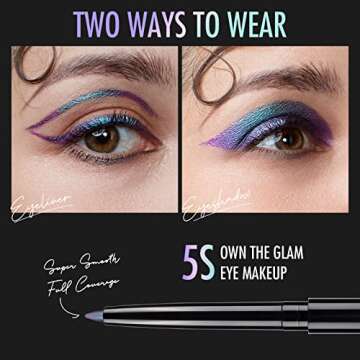 BEPHOLAN Eyeliner Pencil,Purple Eyeliner,Colored Eyeliners,Metallic Eyeliner,Blue Purple Shifting Colors Glitter Waterproof Eyeliner,24h Long-Lasting Pen,Purple-Blue (NORTHERN LIGHT)